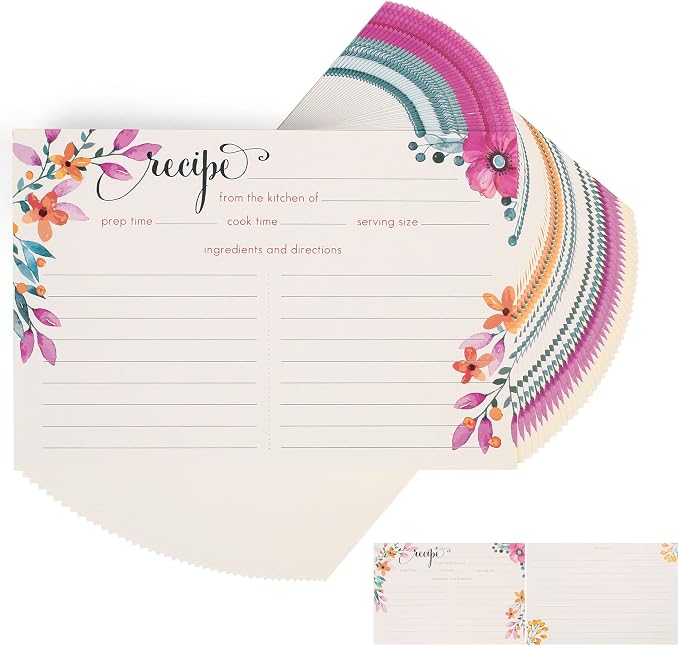 LotFancy Recipe Cards, 4x6 Inch, Double Sided, Blank Recipe Cardstock, Floral - Image 9