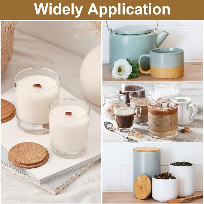 uxcell 2Pcs Bamboo Cup Lid 3.4 Inch, Cup Cover Coffee Mug Cover - Image 6