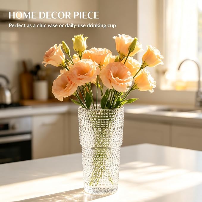 INSETLAN 20oz Hobnail Glass Cups - Image 9