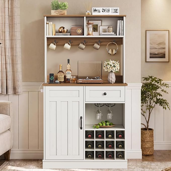 57.5" Tall Farmhouse Coffee Bar Cabinet - Image 9