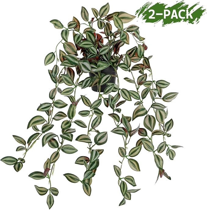 2 Pack Fake Hanging Plants for Shelf in Back Pot, Small Artificial Hanging Ivy - Image 8