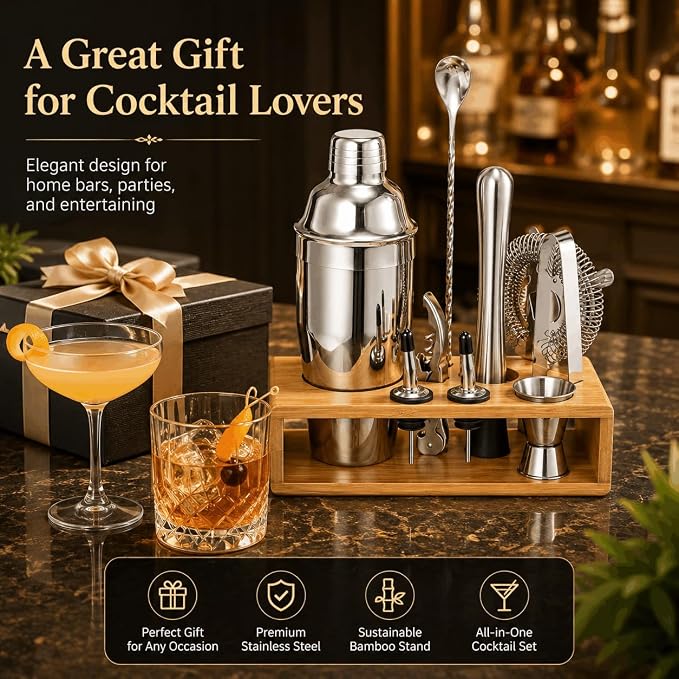 Cocktail Shaker Set, 18/8 Food-Grade Stainless Steel Mixology Bartender Kit - Image 8
