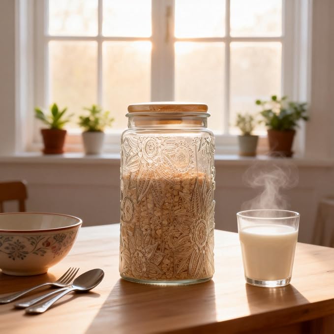 34oz Vintage Glass Jar with Bamboo Lid, Kitchen Canisters, Airtight Food - Image 9