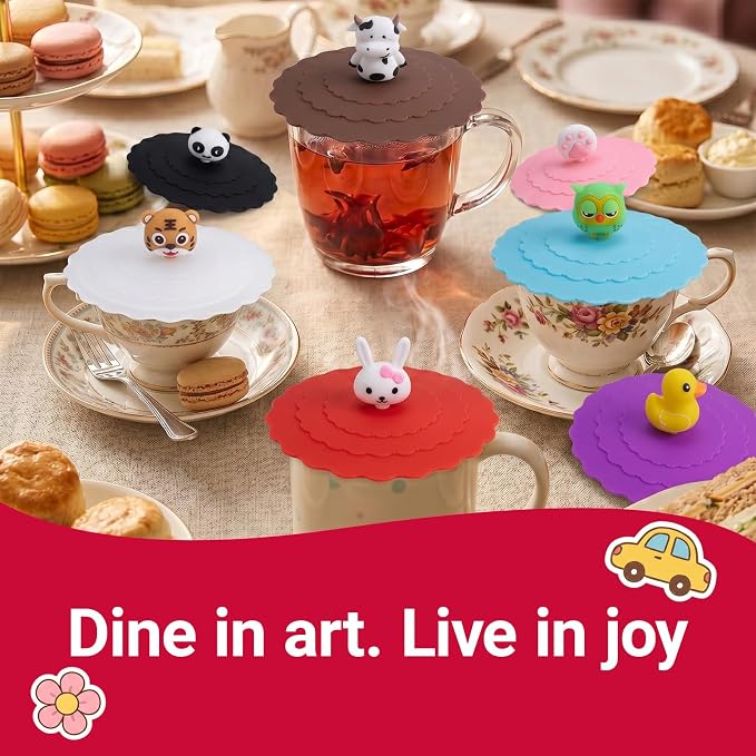 8 Pcs Silicone Cup Covers, Colorful Anti-Dust Coffee Cup Lid Covers - Image 6