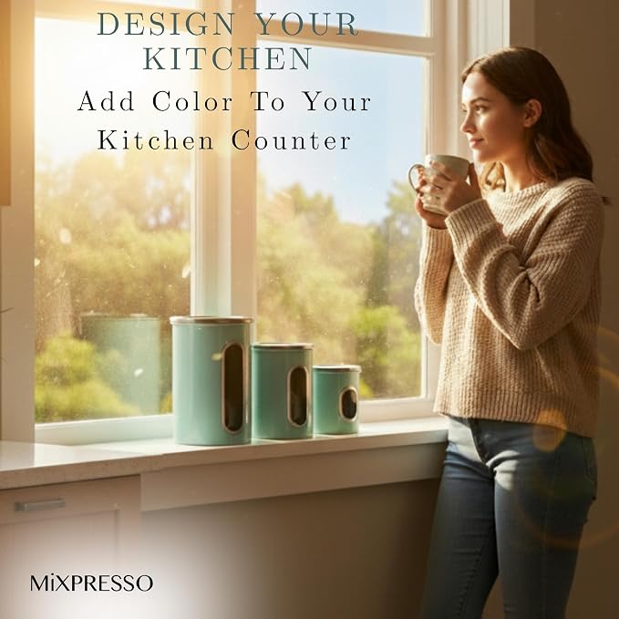 Mixpresso 3-Piece Aqua Blue Canisters Sets - Image 6