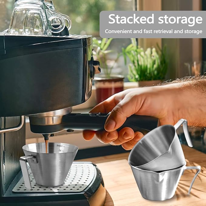 2 Packs 3.38 OZ/100 ML Stainless Steel Espresso Measuring Cup, Metal Espresso - Image 7