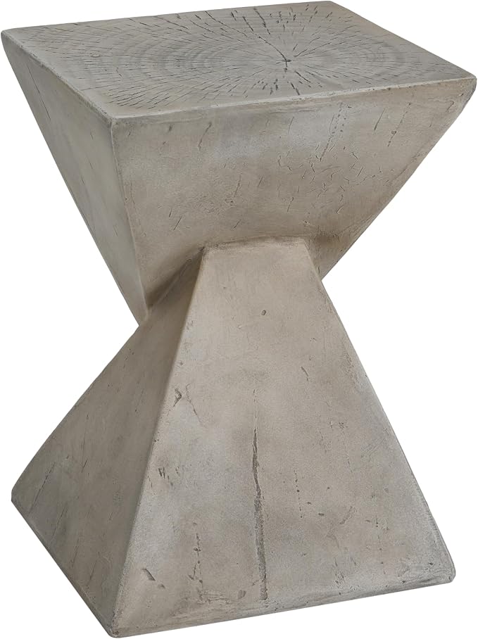 Modern Side Table, 18 inch Tall Sculptural Hourglass End Table in Light Gray - Image 8