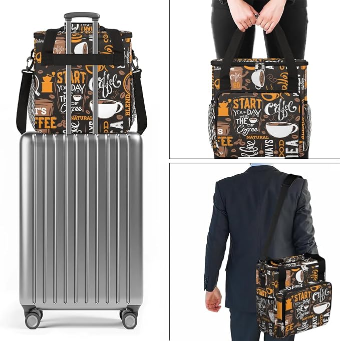 coffee beans cup yellow Coffee Maker Carring Bag Travel Carrying Storage Tote - Image 7