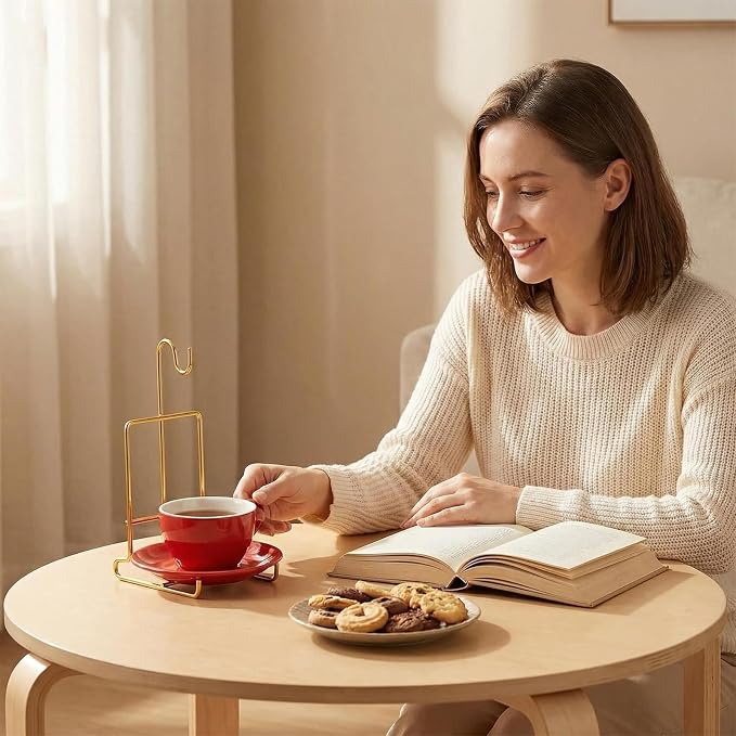 2 Pcs Tea Cup and Saucer Display Stand Metal Saucer Organizer Plate Desktop - Image 6