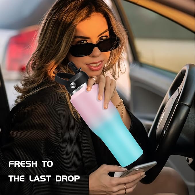 Stainless Steel Water-Bottles Fits in Cup Holder - 40 oz Water Bottle - Image 7