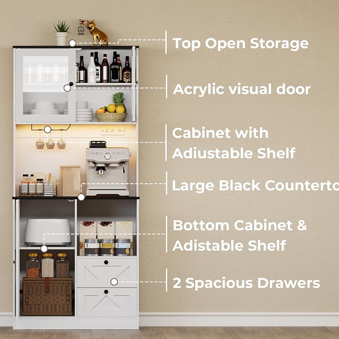 71‘’Kitchen Pantry Storage Cabinet - Image 8