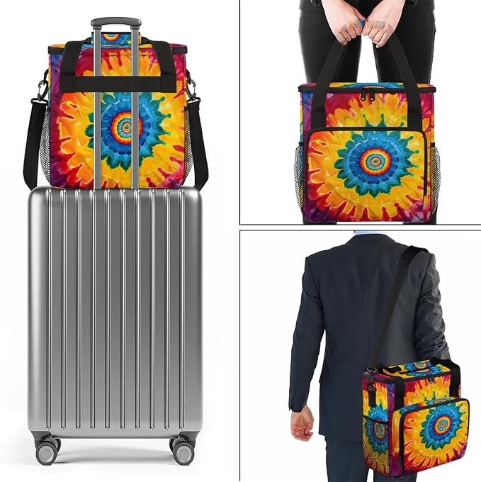 Bohemian Tie Dye Coffee Maker Carring Bag, Large Insulated Storage Organizer - Image 7
