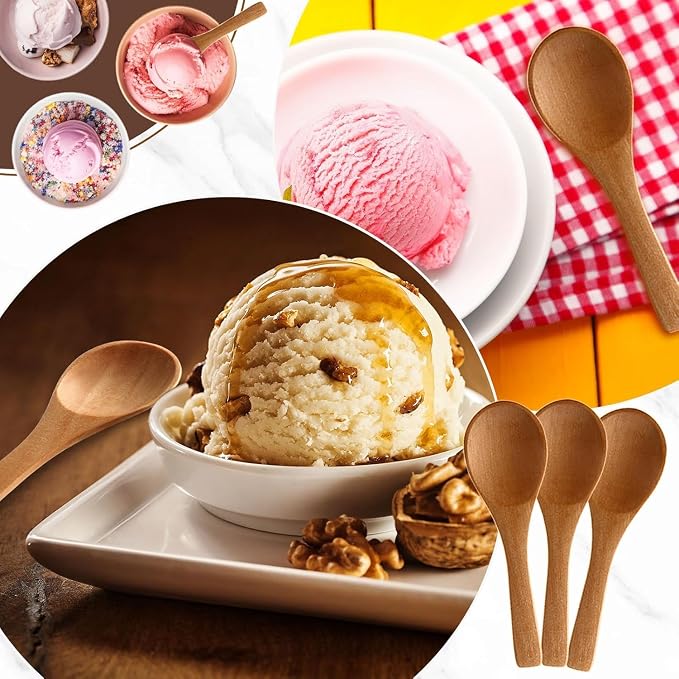 20 Pack 3.5'' Mini Wooden Spoons, Tiny Teaspoon - Image 5