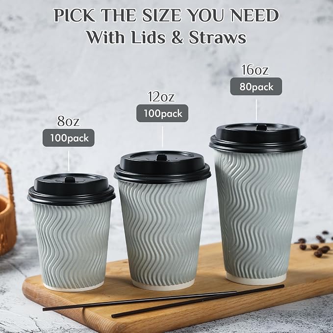 MUCHII 12 oz Disposable Coffee Cups, Hot Chocolate, and Drinks - Image 7