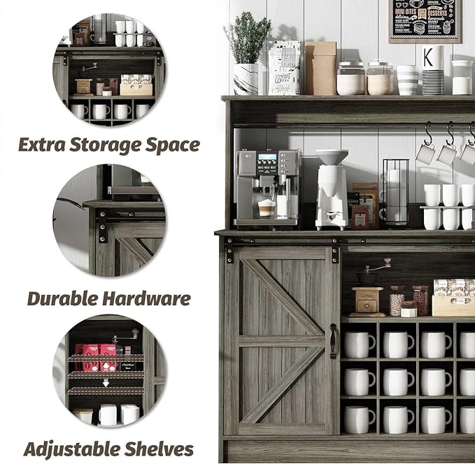 4ever2buy Farmhouse Coffee Bar Cabinet - Image 8