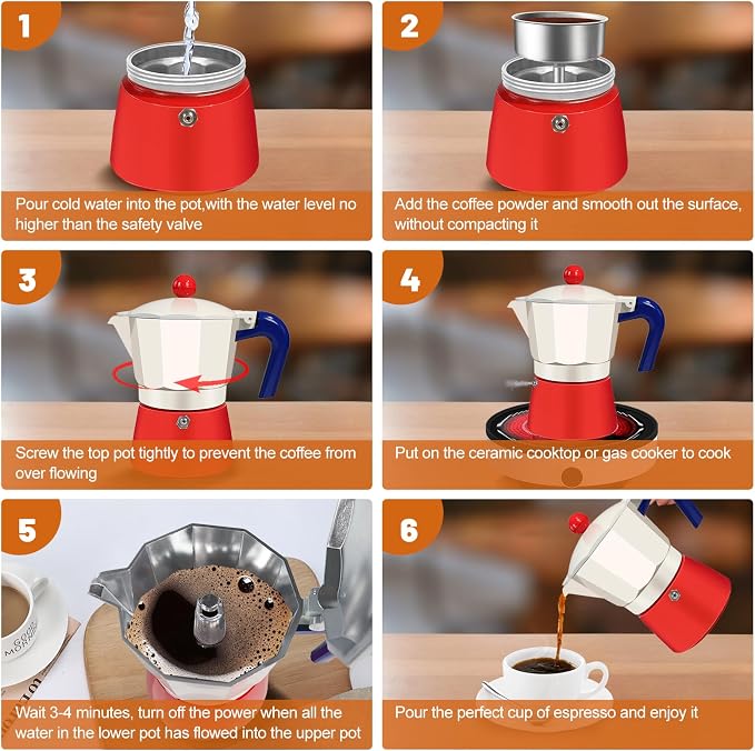 6 Cup Aluminum Espresso Stovetop Moka Pot Express Coffee Maker Percolator - Image 8