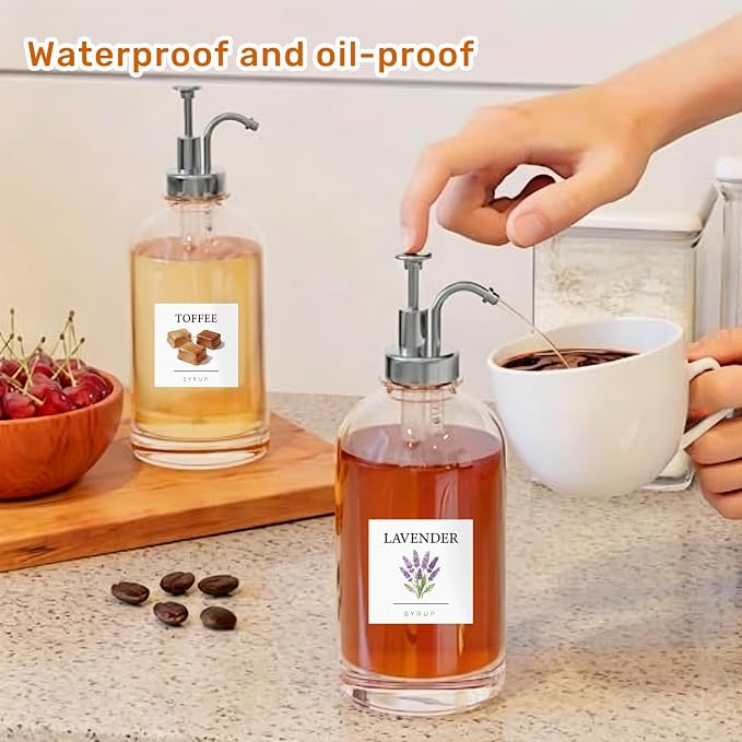36PCS Decorative Coffee Syrup Labels, Elegant Art Design Waterproof Stickers - Image 7