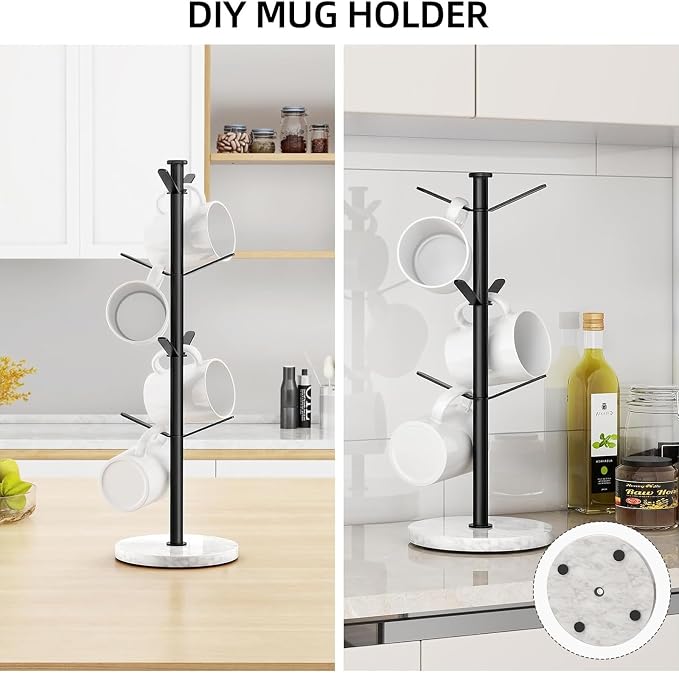Gypie Marble Mug Holder Tree, 8 Hooks Coffee Cups Stand, New Upgraded Stable - Image 8