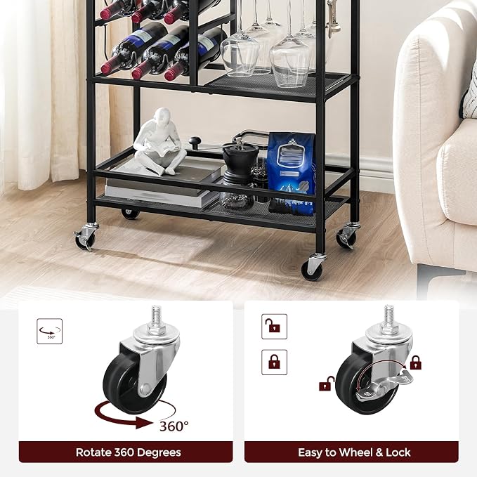 MAHANCRIS Bar Cart for Home, 3-Tier Serving Cart - Image 9