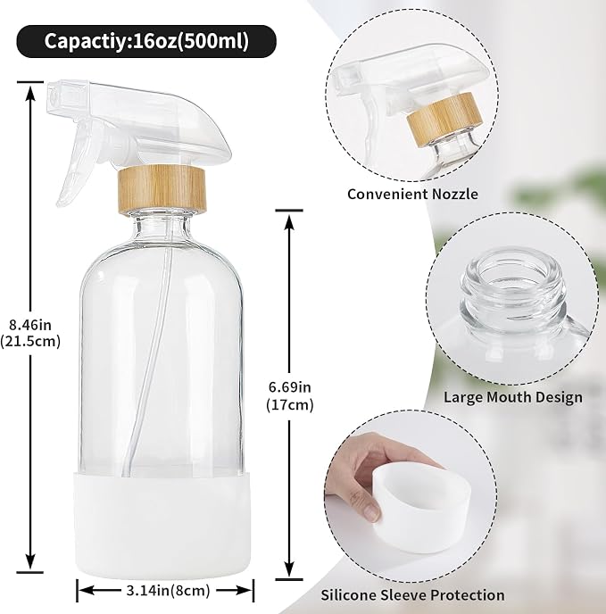 HOMBYS Empty Bamboo Glass Spray Bottles - Image 7