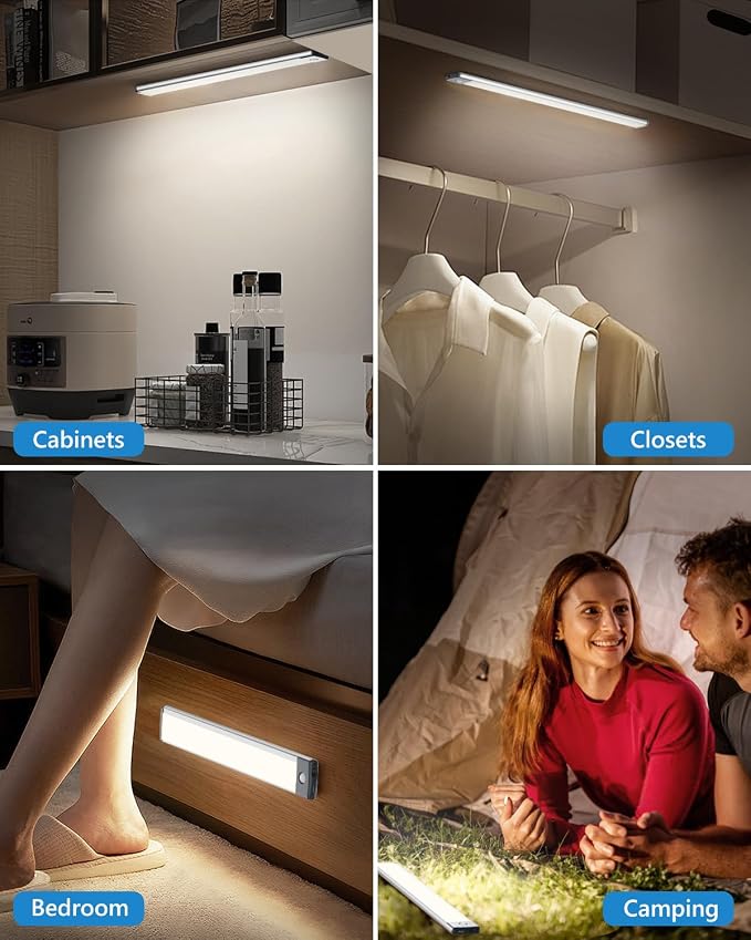 HIBOITEC LED Motion Sensor Cabinet Light 2500mAh 2 Packs Rechargeable Under - Image 7