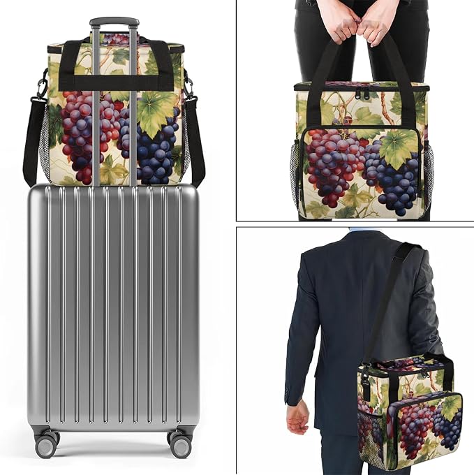 Fruit Grapes Leaves Coffee Maker Carring Bag, Large Insulated Storage Organizer - Image 7