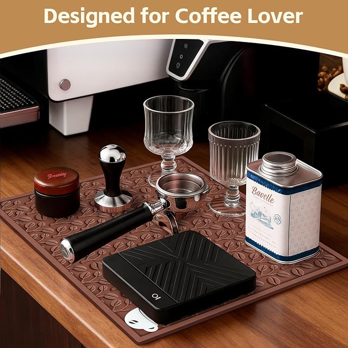 Coffee Bar Mat, 3D Coffee-Bean Pattern Pad - Image 7