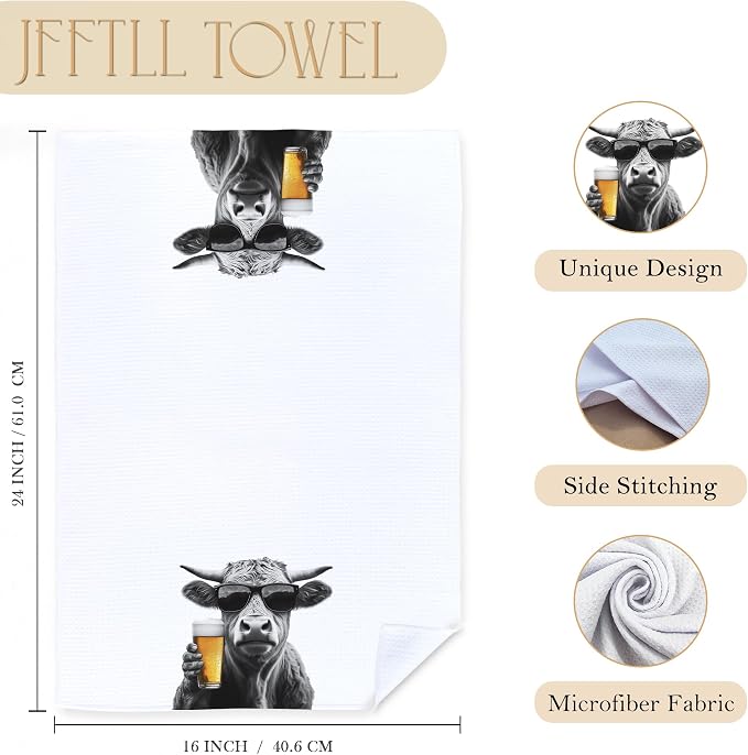 Funny Cow Kitchen Towels Set of 2, Funny Kitchen Decor, Wine Station Wine Bar - Image 7