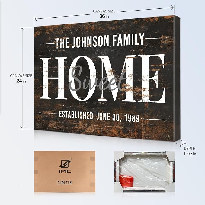 IPIC - Personalized Farmhouse Family Sign on Canvas, Custom Rustic Family Wall - Image 7