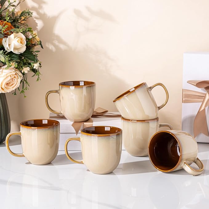 LERATIO Ceramic Coffee Mugs Set of 6, 12oz Handmade Coffee Mugs Set - Image 7