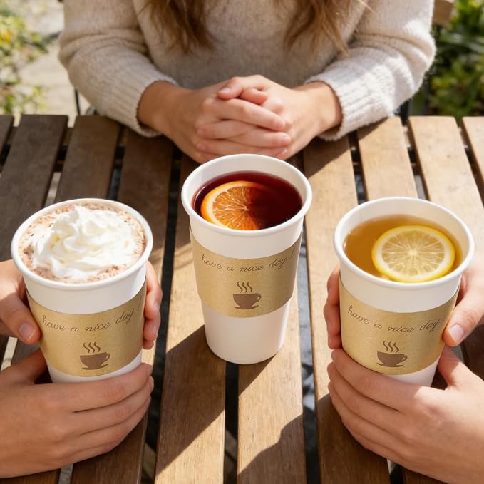 BYSNOW 20 oz 50 pack Disposable Paper Coffee Cups, Paper To Go Cups - Image 7