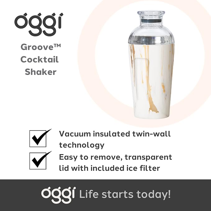 OGGI Groove Insulated Cocktail Shaker-17oz Double Wall Vacuum Insulated - Image 7