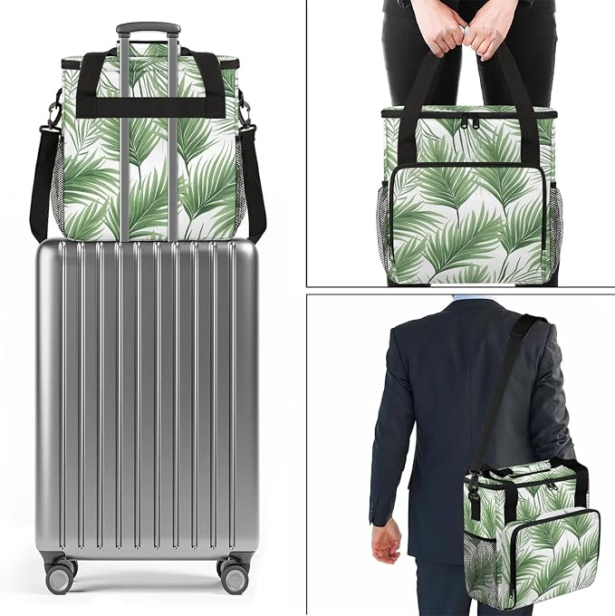 Tropical Leaves Jungle Palm Leaf Coffee Maker Carring Bag, Large Insulated - Image 7