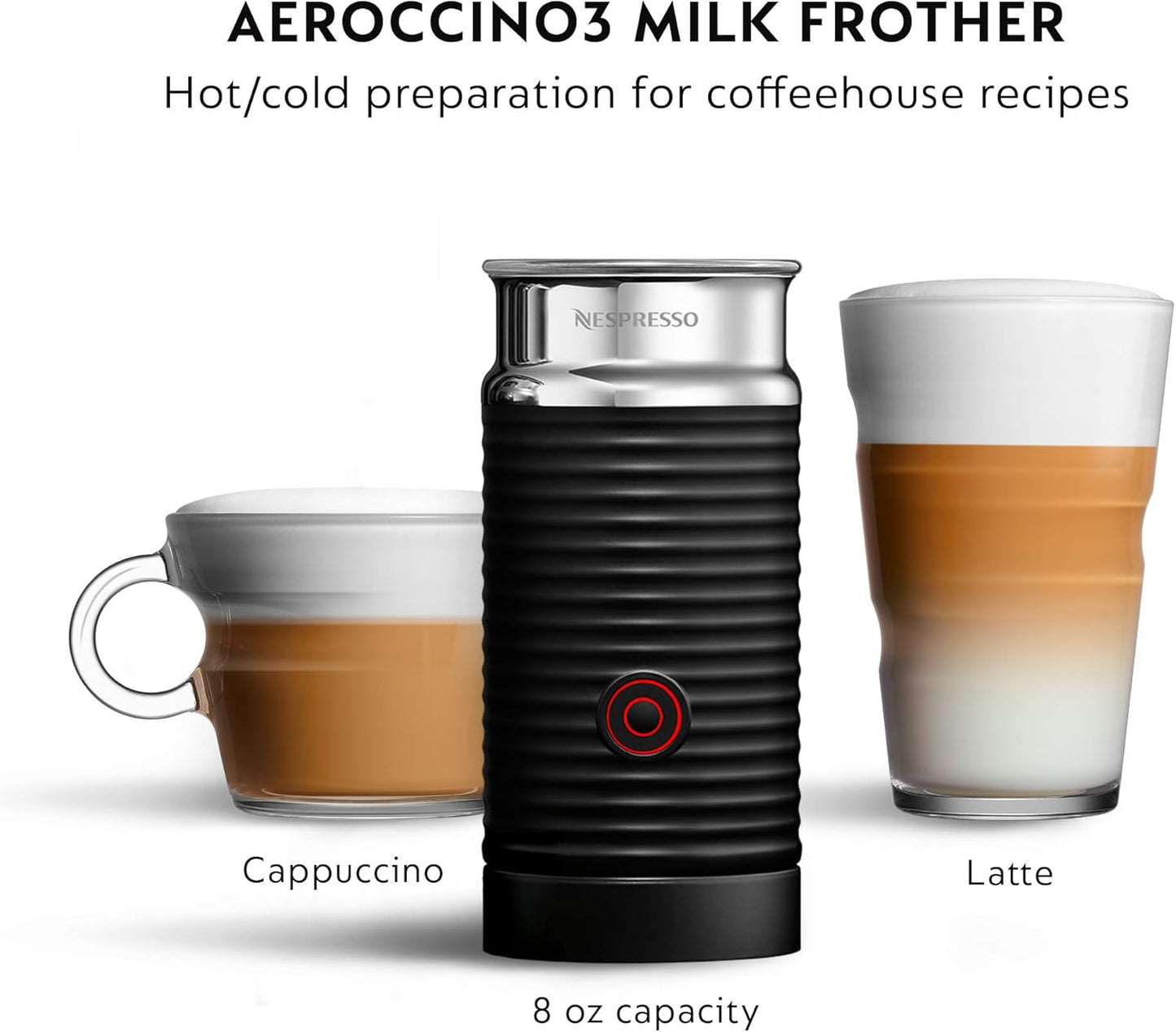 Nespresso Vertuo Coffee and Espresso Machine by De'Longhi with Milk Frother, 236.59 Milliliters, Piano Black