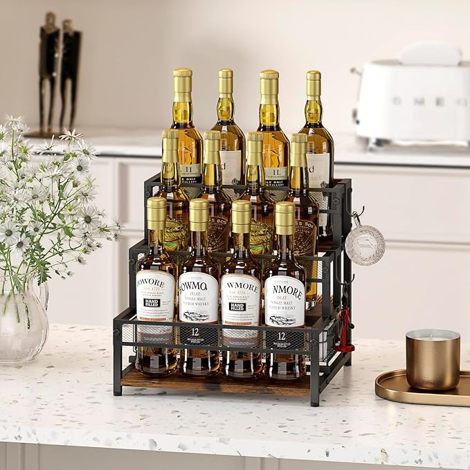 LOTEYIKE 3 Tier Coffee Syrup Rack Organizer, 12 Water Bottles Holder Stand - Image 7