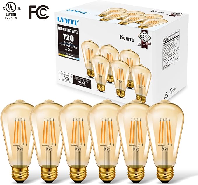 LVWIT Vintage Edison Light Bulb ST21 LED Filament Bulb 8W Dimmable 2500K Warm - Image 7