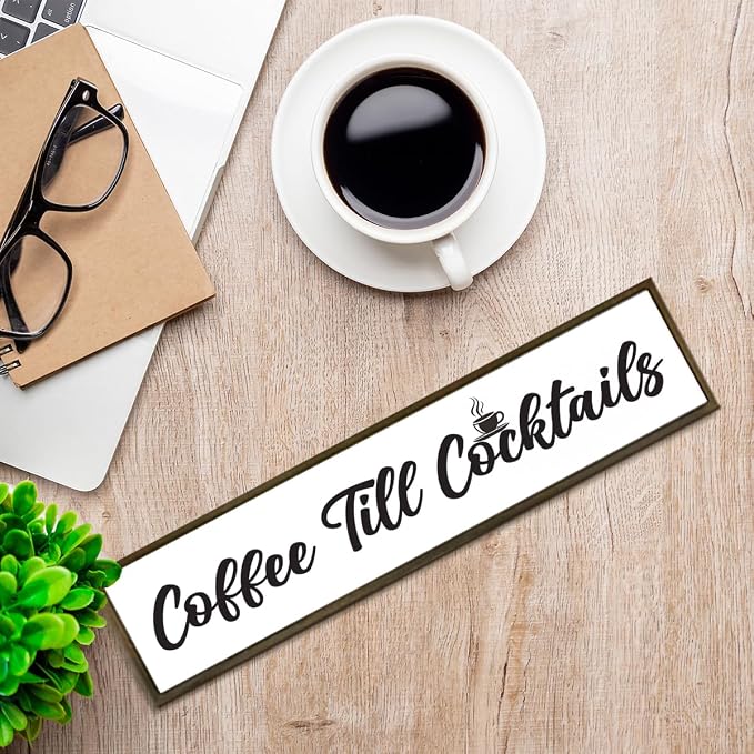 Coffee Bar Decor Sign – Rustic ‘Coffee Till Cocktails’ Wooden Plaque – - Image 7