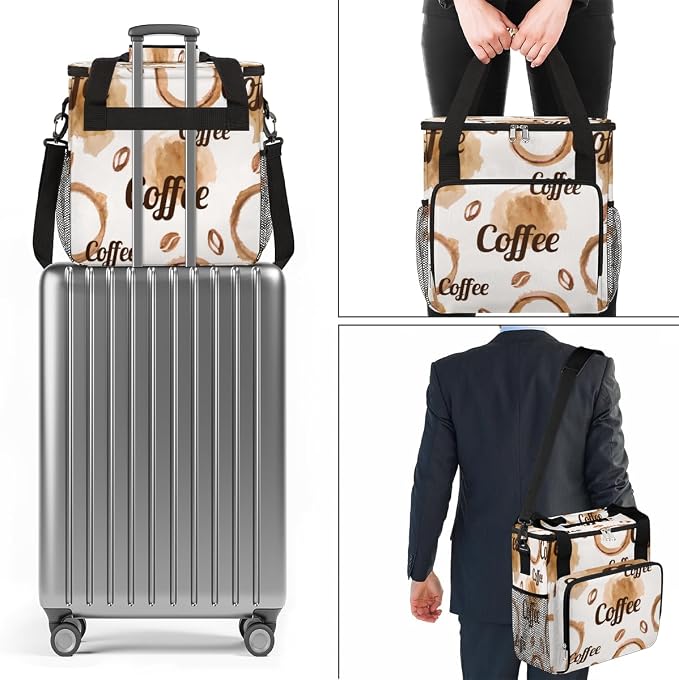 Watercolor Coffee Maker Carring Bag Coffees Beans Travel Carrying Storage Tote - Image 7
