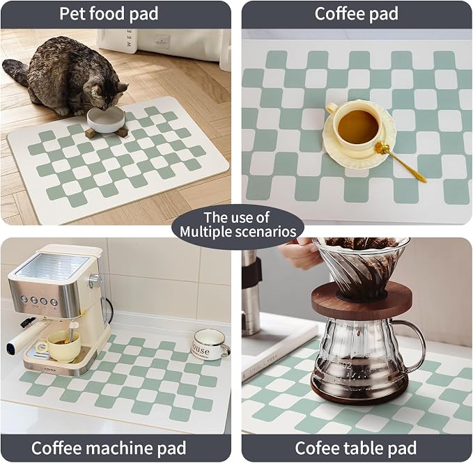 2PCS Large Dish Drying Mats for Kitchen Counter 24''x16'' Black Sage Beige - Image 7