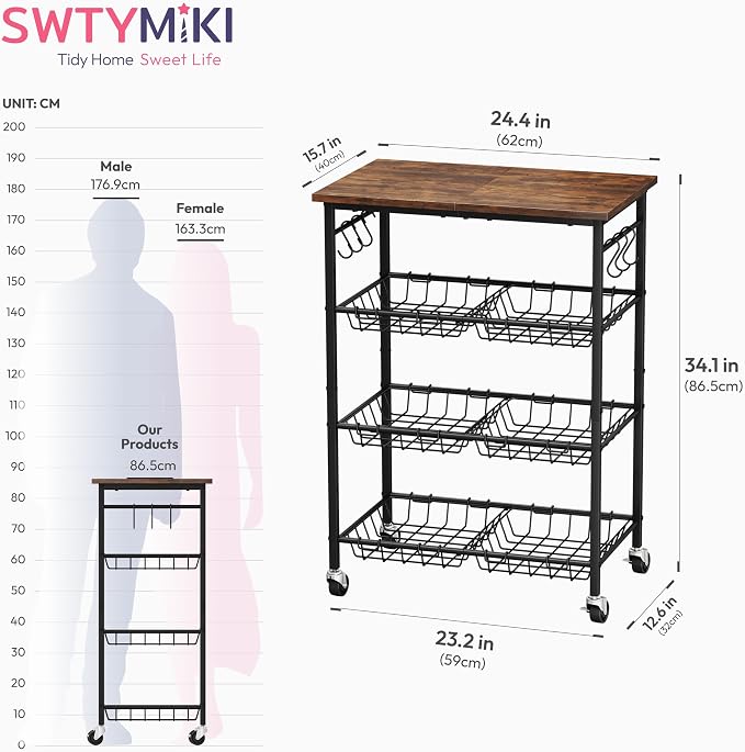 SWTYMIKI 24.4''x15.7'' Rolling Microwave Cart - Image 8