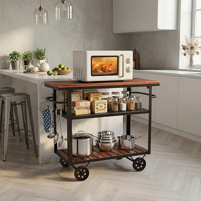 Farmhouse Mobile Cart with Wheels - Image 6