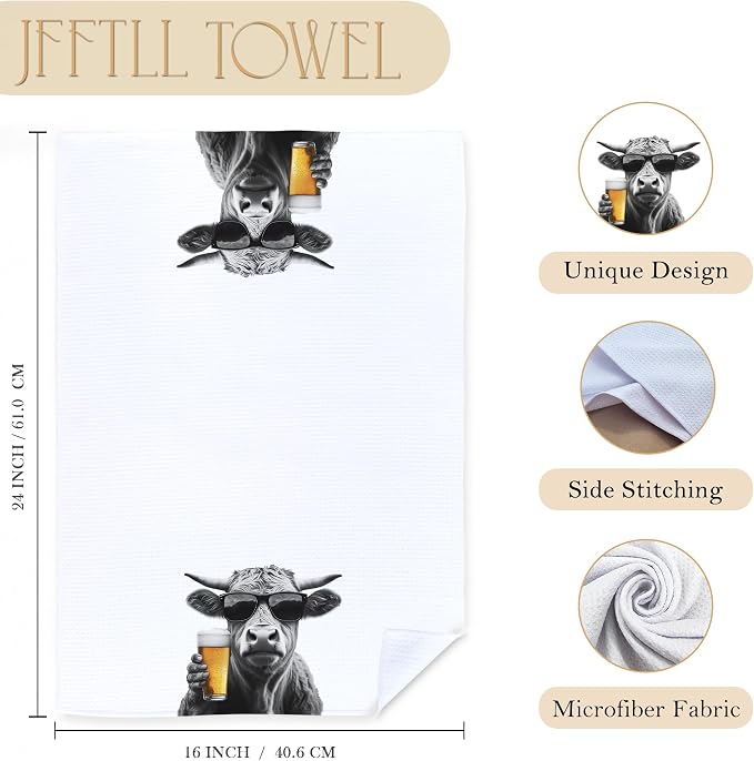 Funny Cow Beer Kitchen Towels, Cow Gifts Dish Tea Towels - Image 7