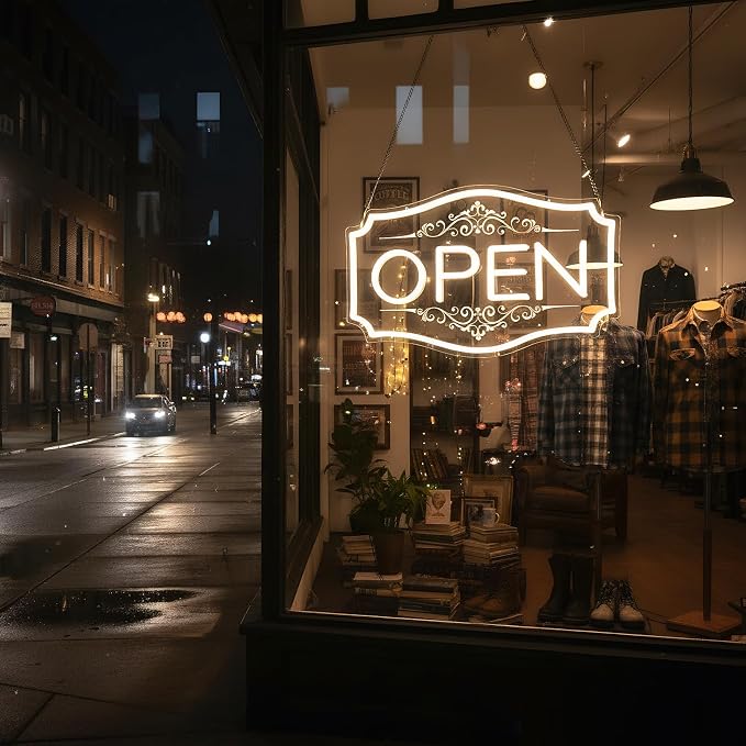 22" x 13" Open Sign for Business, LED Dimmable Neon Open Sign - Image 6