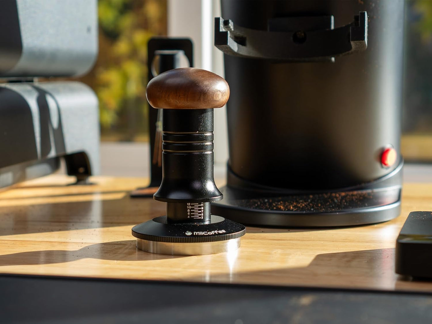 MiiCoffee Espresso Coffee Tamper 58.5mm, Level Coffee Tamper for 58mm Portafilter, Adjustable Depth Stainless Steel Ripple Base