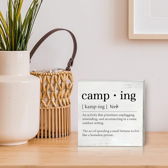 Funny Camping Definition Wood Box Sign Home Decor Rustic Camping Wooden Box - Image 5