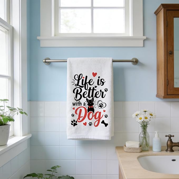 CUTHOLLOW Funny Words and Dogs Decorative Kitchen Towels Set of 4, - Image 7