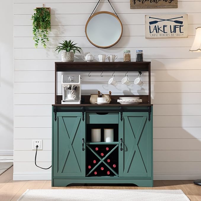 Wnutrees Farmhouse Coffee Bar Cabinet - Image 7