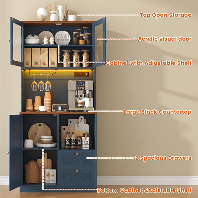 71" Tall Coffee Bar Cabinet - Image 7