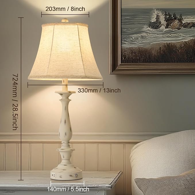 AIDENOEY 28.5" Traditional Table Lamp Set of 2, Rustic Farmhouse Table Lamps - Image 6