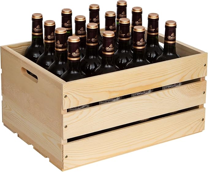 1 Piece Large Pine Wood Crates For Storage, Unfinished Natural Wooden Crates - Image 8